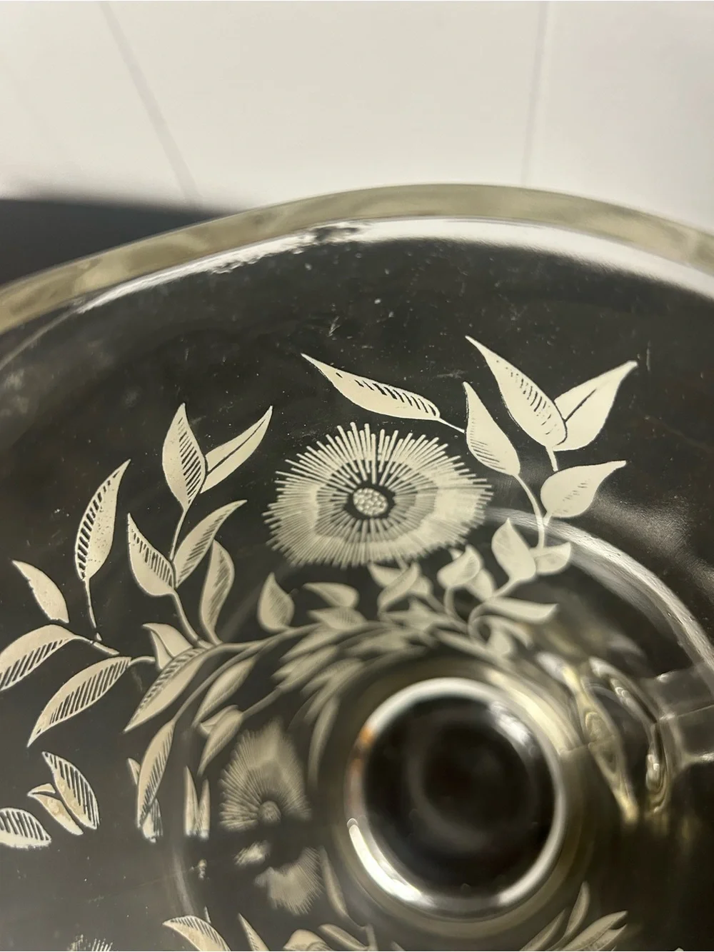 Vintage clear glass pitcher 1950 jeannette cosmos